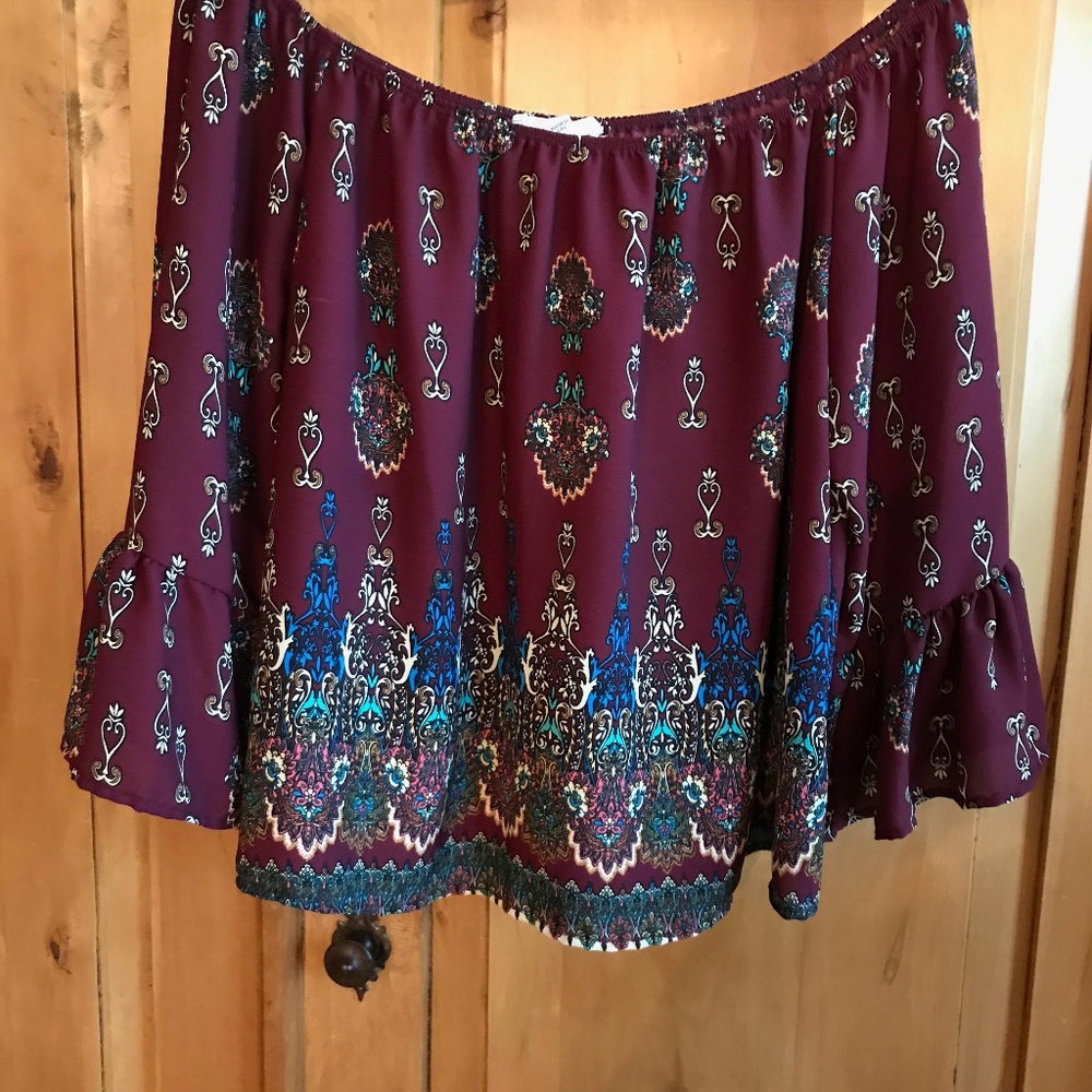 NWOT A'gaci Off the Shoulder Maroon Top